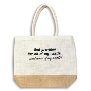 God Provides Jute Tote Bag