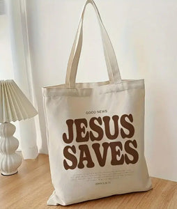 Jesus Saves Canvas Tote Bag