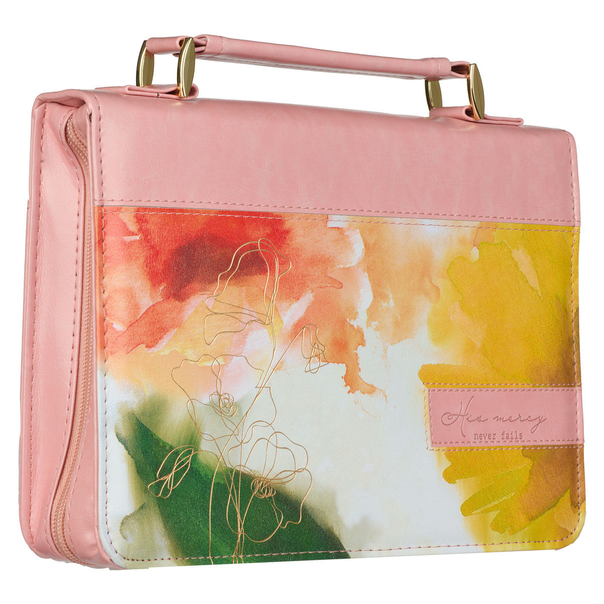 Pastel Meadow Pink Watercolor Faux Leather Bible Cover - I AM INTENTIONAL 