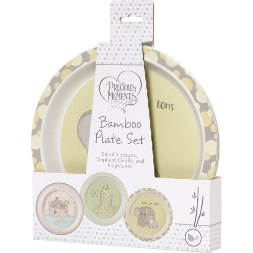 3-Piece Bamboo Plate Set for children